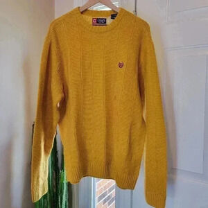 NWOT Chaps‎ Dark Mustard Yellow Cable Knit Heavyweight Sweater, Size XL